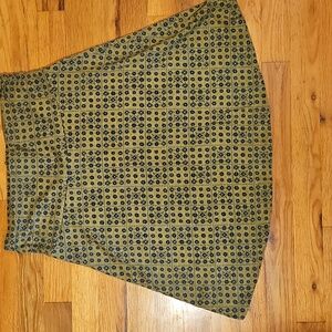 Toad&Co Olive and Black Patterned A-Line Skirt "Chaka"